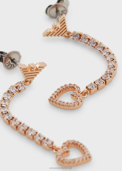 Women 086V801 Rose Gold-Tone Brass Drop Earrings Armani Rose Gold