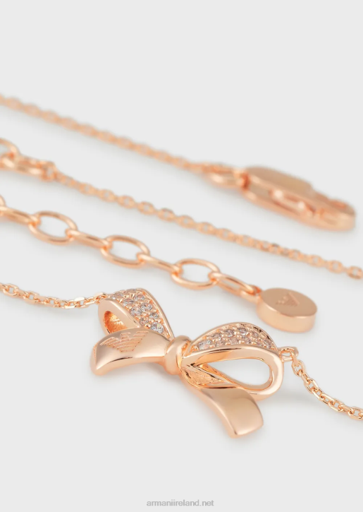 Women 086V802 Rose Gold-Tone Sterling Silver Pendant Necklace Armani Rose Gold