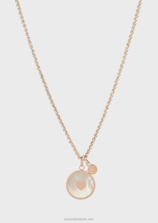 Women 086V803 White Mother Of Pearl Pendant Necklace Armani Rose Gold