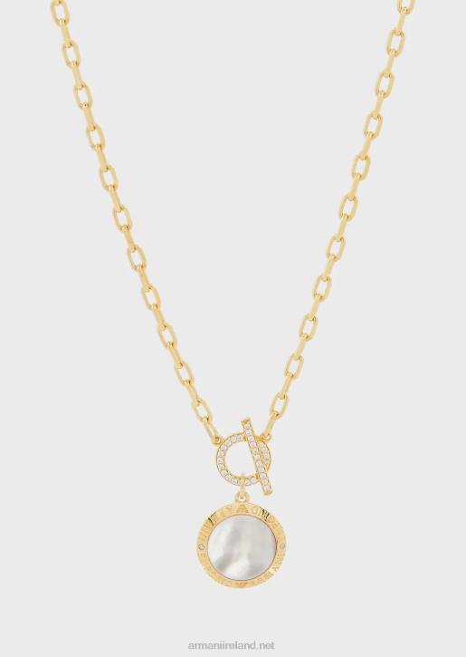 Women 086V805 White Mother Of Pearl Pendant Necklace Armani Gold