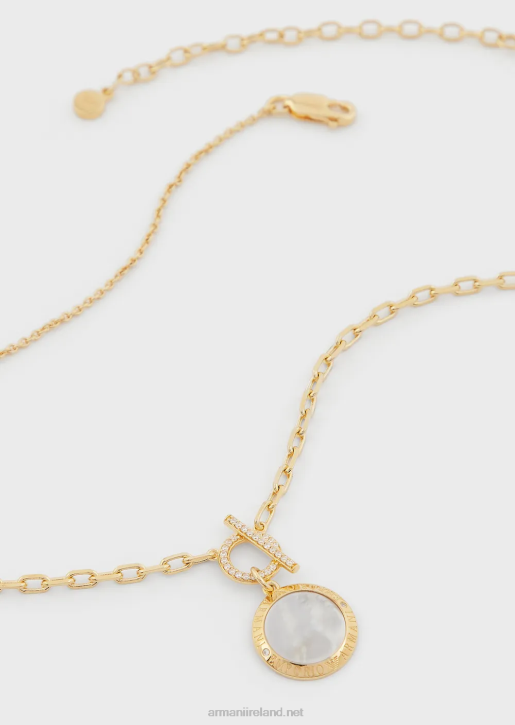 Women 086V805 White Mother Of Pearl Pendant Necklace Armani Gold