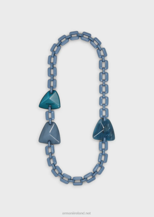 Women 086V812 Oversized Chain Necklace With Plexiglass Stones Armani Azure