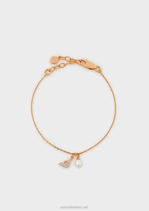 Women 086V817 Rose Gold-Tone Sterling Silver Chain Bracelet Armani Rose Gold