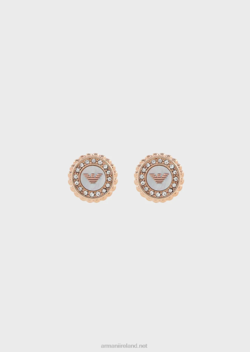 Women 086V818 Rose Gold-Tone Stainless Steel Stud Earrings Armani Rose Gold