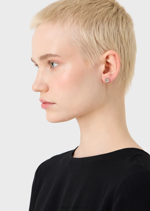 Women 086V818 Rose Gold-Tone Stainless Steel Stud Earrings Armani Rose Gold