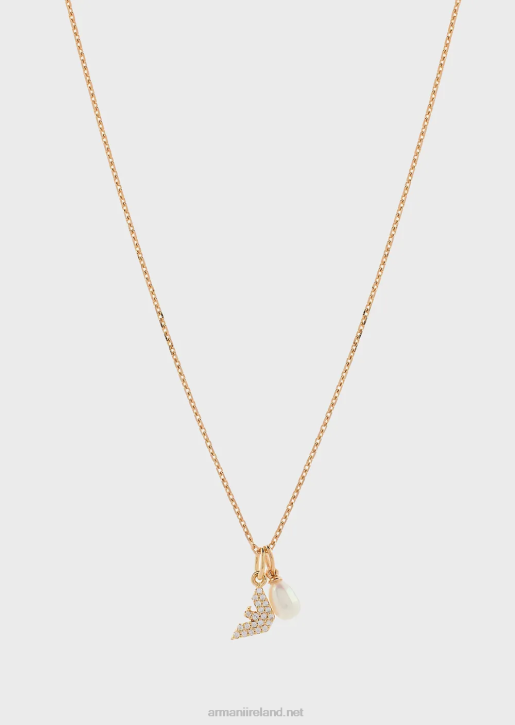 Women 086V819 Rose Gold-Tone Sterling Silver Pendant Necklace Armani Rose Gold
