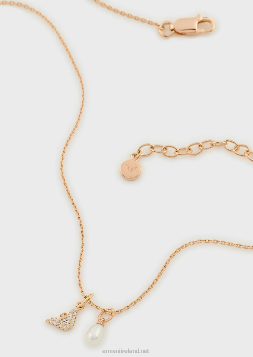 Women 086V819 Rose Gold-Tone Sterling Silver Pendant Necklace Armani Rose Gold