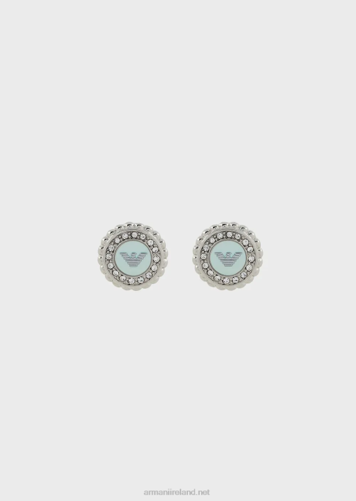 Women 086V821 Stainless Steel Mother Of Pearl Stud Earrings Armani Silver