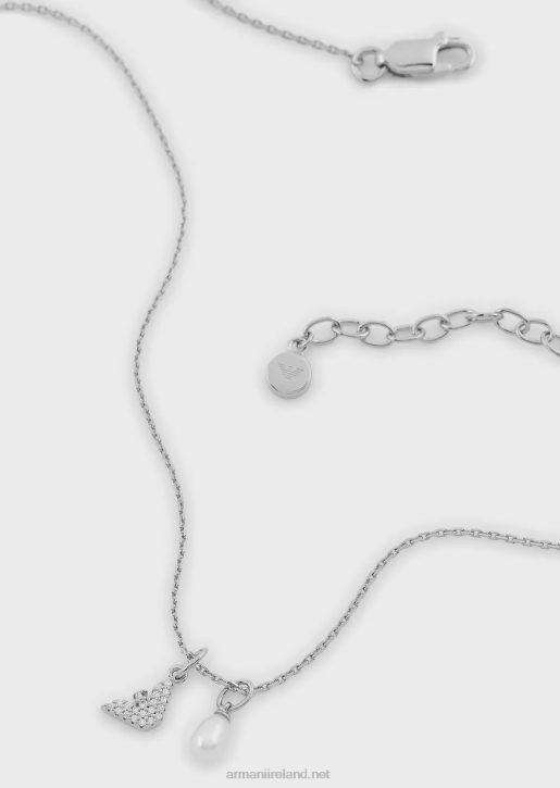 Women 086V822 Sterling Silver Pendant Necklace Armani Silver