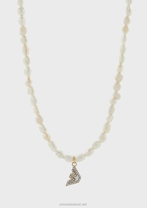 Women 086V826 Gold-Tone Stainless Steel Beaded Necklace Armani Gold
