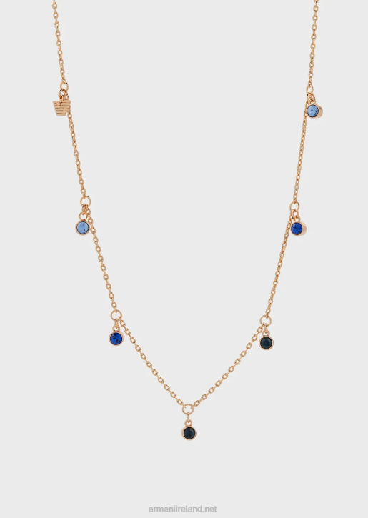 Women 086V828 Rose Gold-Tone Brass Station Necklace Armani Rose Gold