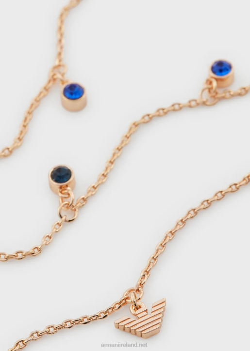 Women 086V828 Rose Gold-Tone Brass Station Necklace Armani Rose Gold