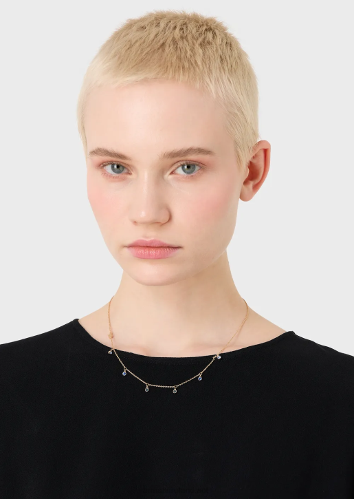 Women 086V828 Rose Gold-Tone Brass Station Necklace Armani Rose Gold