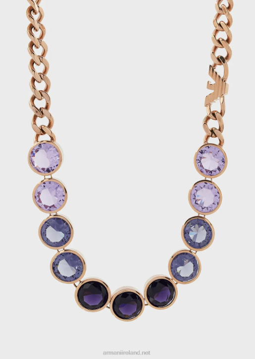 Women 086V830 Rose Gold-Tone Stainless Steel Components Necklace Armani Rose Gold