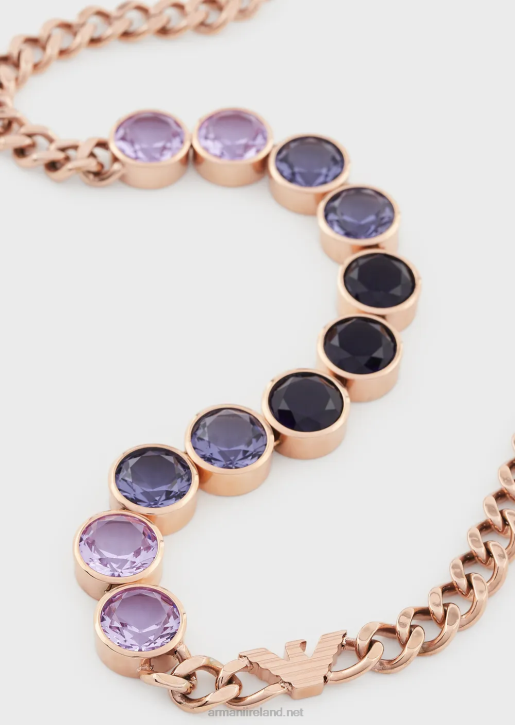 Women 086V830 Rose Gold-Tone Stainless Steel Components Necklace Armani Rose Gold