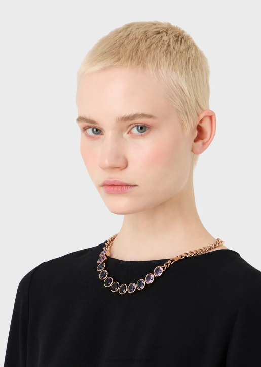 Women 086V830 Rose Gold-Tone Stainless Steel Components Necklace Armani Rose Gold