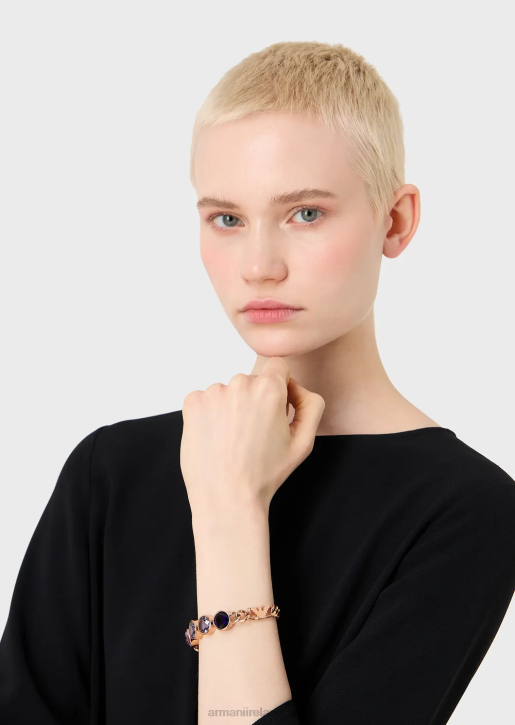 Women 086V831 Rose Gold-Tone Stainless Steel Components Bracelet Armani Rose Gold