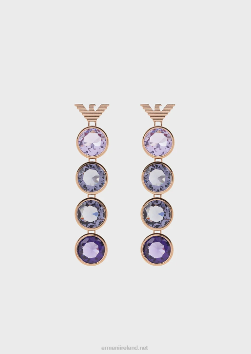 Women 086V832 Rose Gold-Tone Stainless Steel Drop Earrings Armani Rose Gold