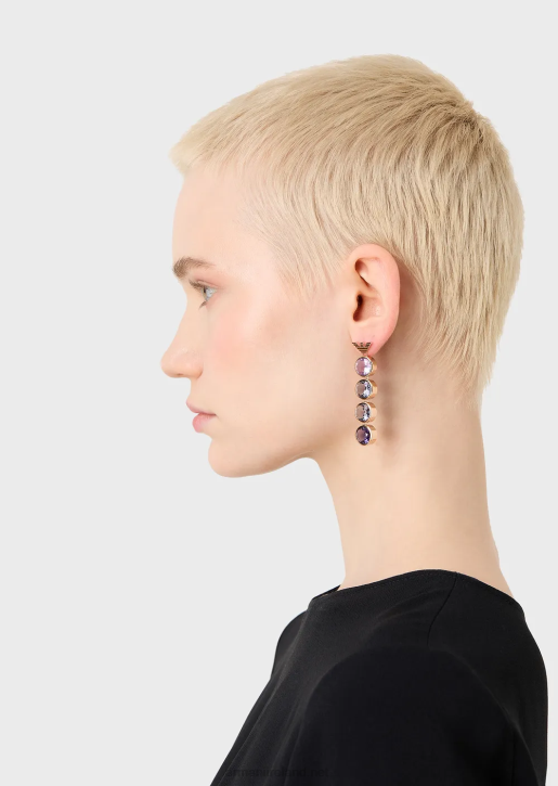Women 086V832 Rose Gold-Tone Stainless Steel Drop Earrings Armani Rose Gold