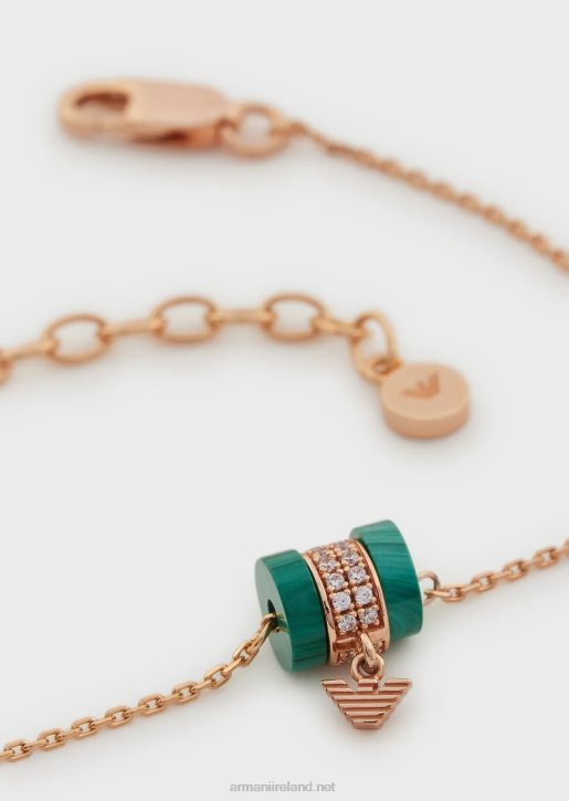 Women 086V833 Green Malachite Components Bracelet Armani Rose Gold