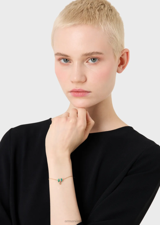 Women 086V833 Green Malachite Components Bracelet Armani Rose Gold