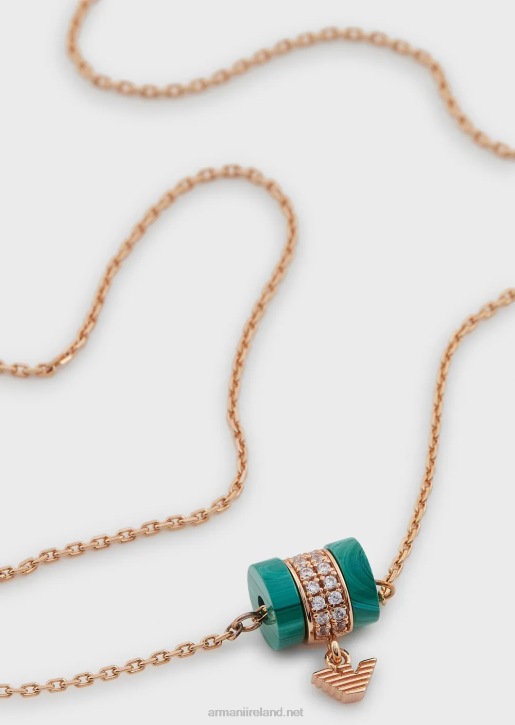 Women 086V834 Green Malachite Components Necklace Armani Rose Gold
