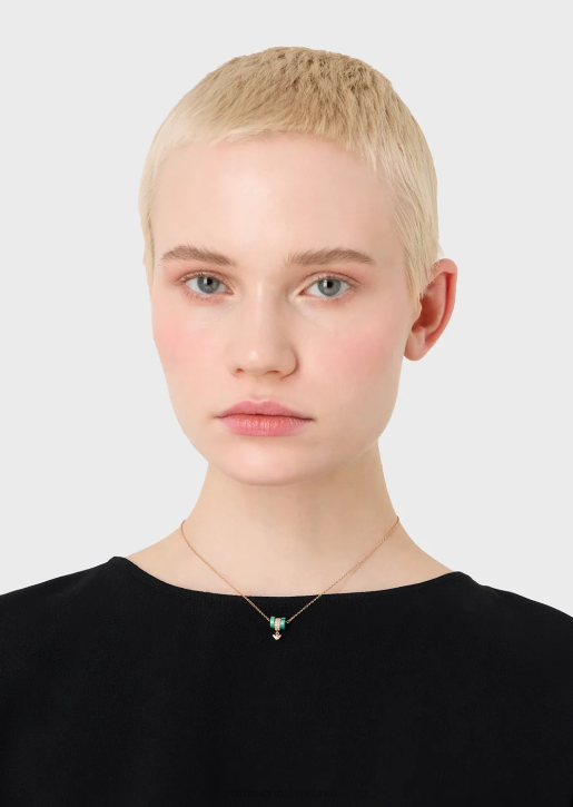 Women 086V834 Green Malachite Components Necklace Armani Rose Gold