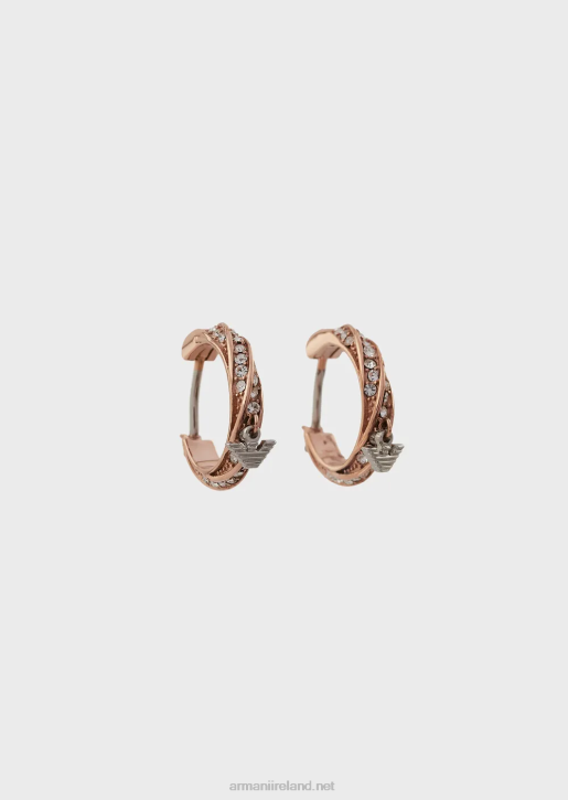 Women 086V835 Two-Tone Stainless Steel Hoop Earrings Armani Multicolour