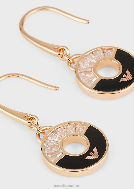 Women 086V839 Black Onyx Drop Earrings Armani Rose Gold