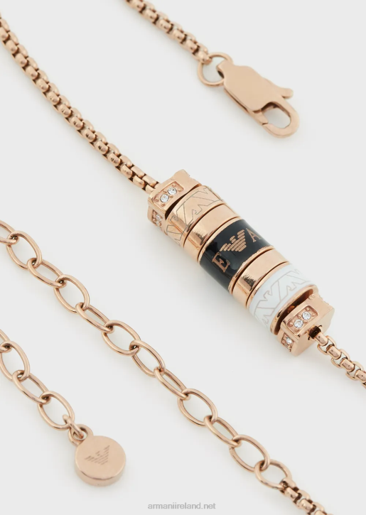 Women 086V844 Black Lacquer Components Necklace Armani Rose Gold