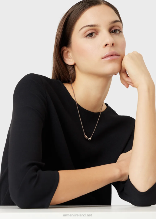 Women 086V844 Black Lacquer Components Necklace Armani Rose Gold