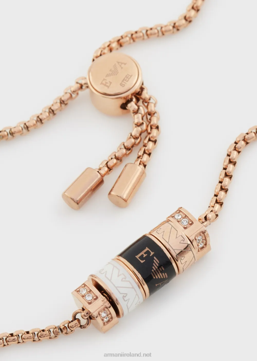 Women 086V845 Black Lacquer Components Bracelet Armani Rose Gold