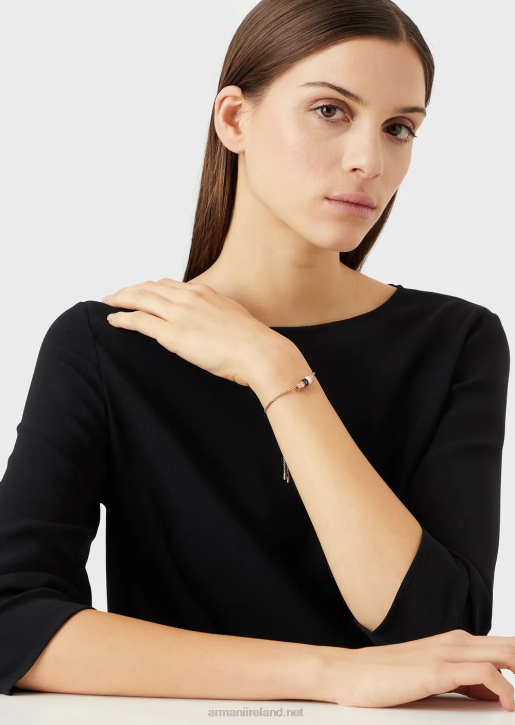 Women 086V845 Black Lacquer Components Bracelet Armani Rose Gold