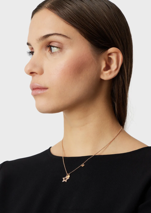 Women 086V847 Blue Lacquer Pendant Necklace Armani Rose Gold