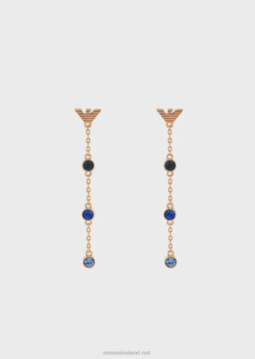 Women 086V850 Rose Gold-Tone Brass Stud And Drop Earrings Set Armani Rose Gold