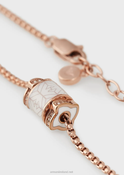 Women 086V851 Emporio Armani Rose Gold-Tone Stainless Steel Pendant NecklaceRose Gold