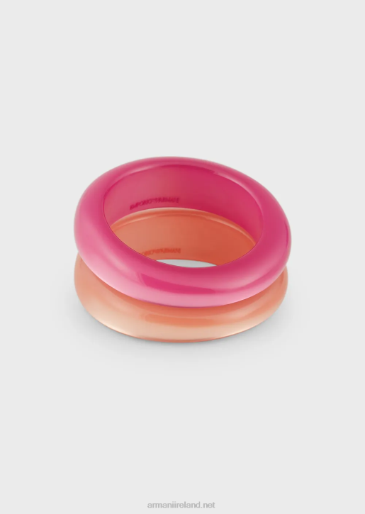 Women 086V856 Set Of 2 Two-Tone Plexiglass Bracelets Armani Pink