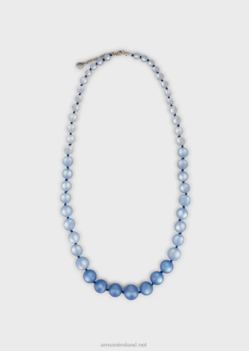 Women 086V858 Long Necklace With Pearl-Effect Spheres Armani Blue