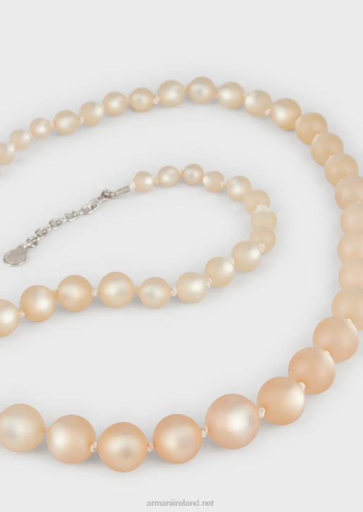 Women 086V859 Long Necklace With Pearl-Effect Spheres Armani
