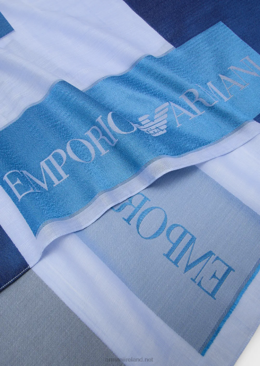 Women 086V860 Acetate-Blend Stole With Devore Panels Armani Blue