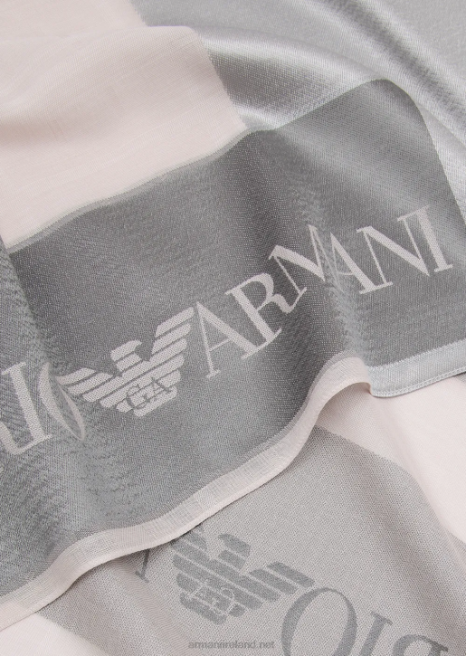 Women 086V861 Acetate-Blend Stole With Devore Panels Armani Gray