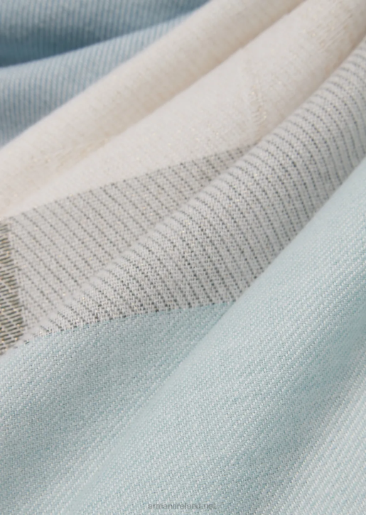 Women 086V866 Horizontal Striped-Pattern Stole With Jacquard Logo Armani Aqua Blue