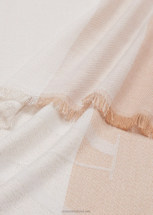 Women 086V867 Horizontal Striped-Pattern Stole With Jacquard Logo Armani Beige