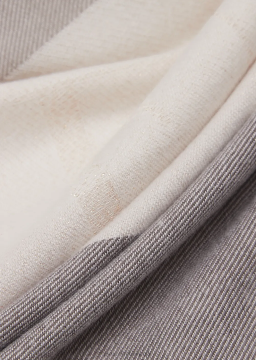 Women 086V869 Horizontal Striped-Pattern Stole With Jacquard Logo Armani Dove Grey