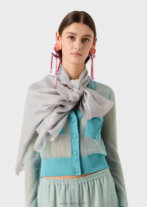 Women 086V874 Laminated Silk One-Sleeve Shrug Armani