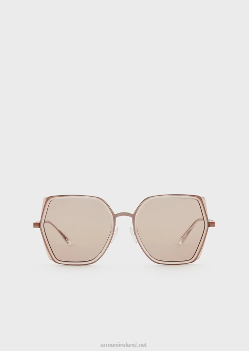Women 086V976 Square Oversized Sunglasses Armani Rose Gold