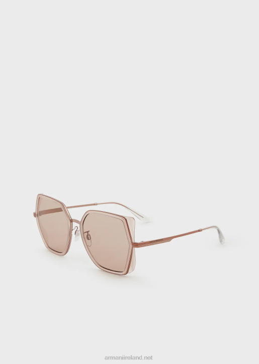 Women 086V976 Square Oversized Sunglasses Armani Rose Gold