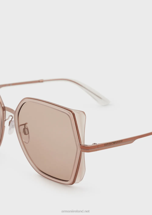 Women 086V976 Square Oversized Sunglasses Armani Rose Gold