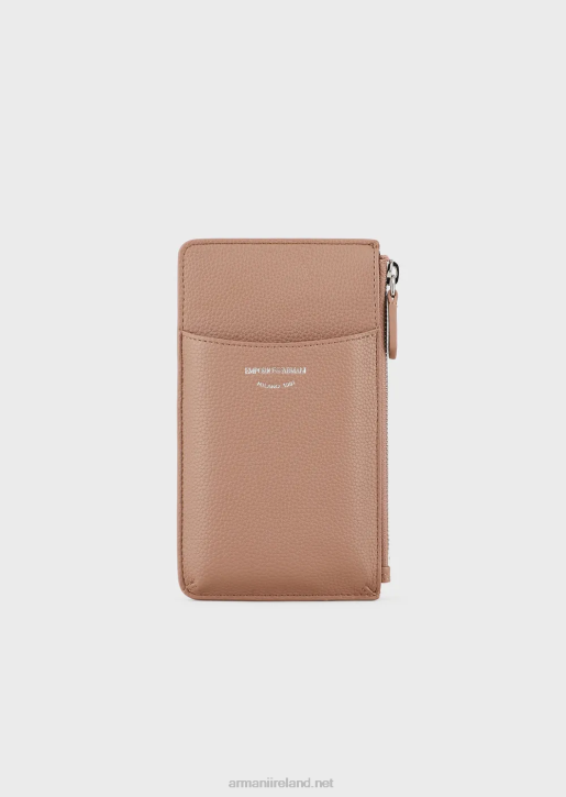 Women 086V879 Deer-Print Myea Phone Case With Zip And Pockets Armani Camel