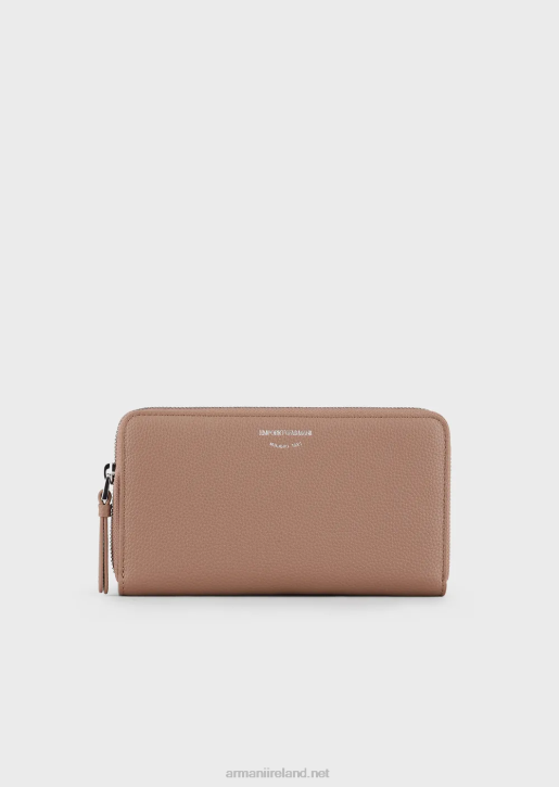 Women 086V885 Deer-Print Myea Wallet With Wraparound Zip Armani Camel